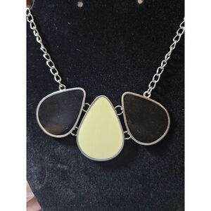 *Sale* Silver tone necklace with black and white pendant